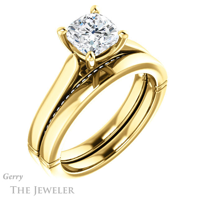 Cushion Cut Forever One Moissanite Engagement Ring #GTJ1099-cushion-fo-y