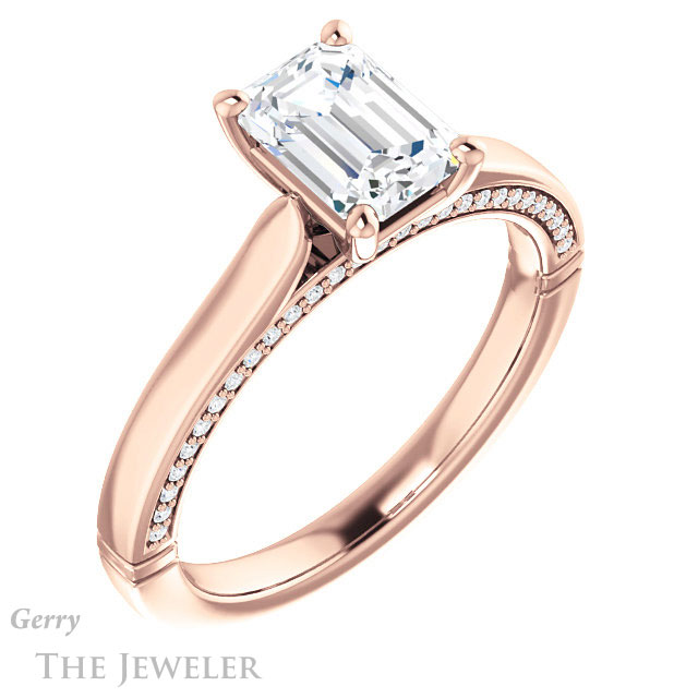 Emerald Cut Forever One Moissanite Engagement Ring #GTJ1099-emerald-fb-r 4 Emerald Cut Forever Brilliant Moissanite Engagement Ring #GTJ1099-emerald-fb-r