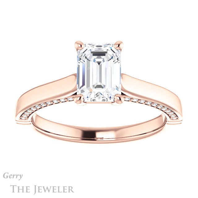 Emerald Cut Forever One Moissanite Engagement Ring #GTJ1099-emerald-fb-r 1 Emerald Cut Forever Brilliant Moissanite Engagement Ring #GTJ1099-emerald-fb-r