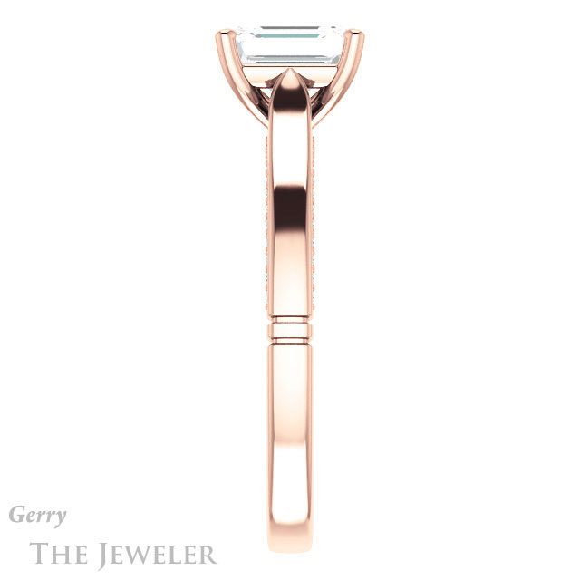 Emerald Cut Forever One Moissanite Engagement Ring #GTJ1099-emerald-fb-r 3 Emerald Cut Forever Brilliant Moissanite Engagement Ring #GTJ1099-emerald-fb-r