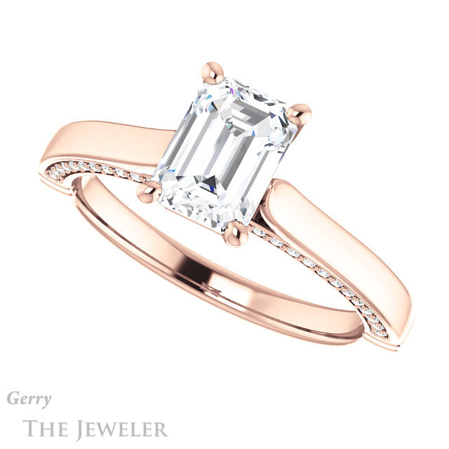 Emerald Cut Forever One Moissanite Engagement Ring #GTJ1099-emerald-fb-r 5 Emerald Cut Forever Brilliant Moissanite Engagement Ring #GTJ1099-emerald-fb-r