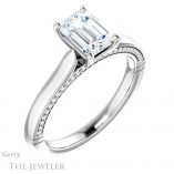 Emerald Cut Forever One Moissanite Engagement Ring #GTJ1099-emerald-fb-w 4 Emerald Cut Forever Brilliant Moissanite Engagement Ring #GTJ1099-emerald-fb-w