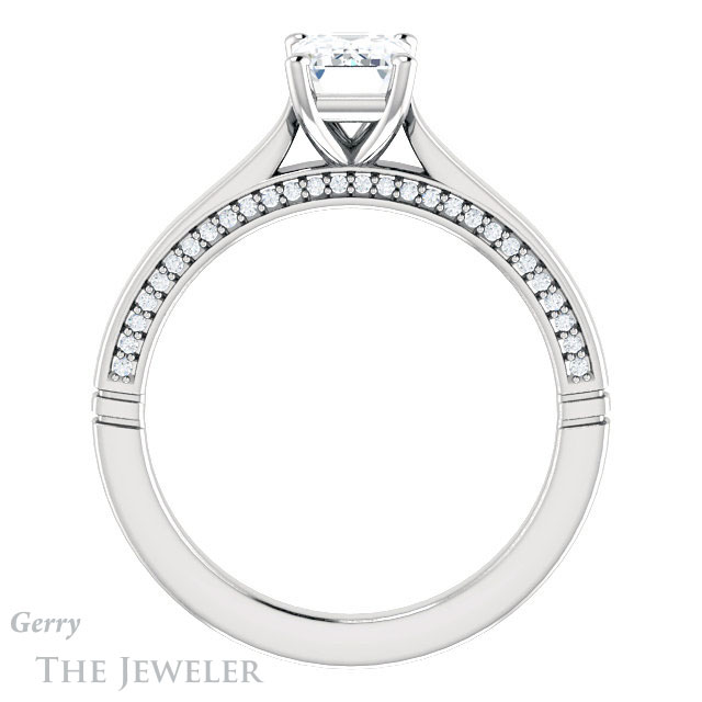 Emerald Cut Forever One Moissanite Engagement Ring #GTJ1099-emerald-fb-w 2 Emerald Cut Forever Brilliant Moissanite Engagement Ring #GTJ1099-emerald-fb-w