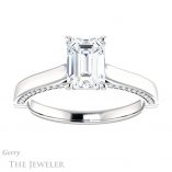 Emerald Cut Forever One Moissanite Engagement Ring #GTJ1099-emerald-fb-w 1 Emerald Cut Forever Brilliant Moissanite Engagement Ring #GTJ1099-emerald-fb-w