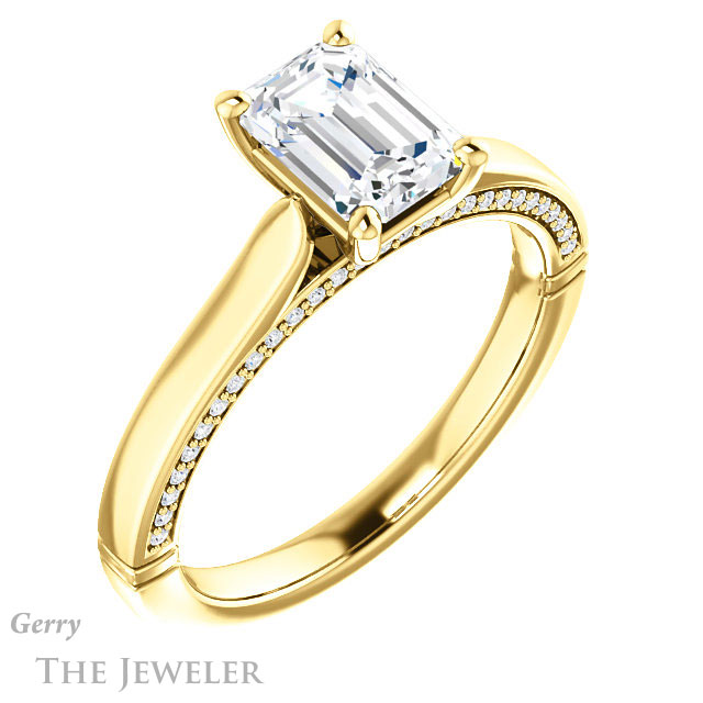 Emerald Cut Forever Brilliant Moissanite Engagement Ring #GTJ1099-emerald-fb-y