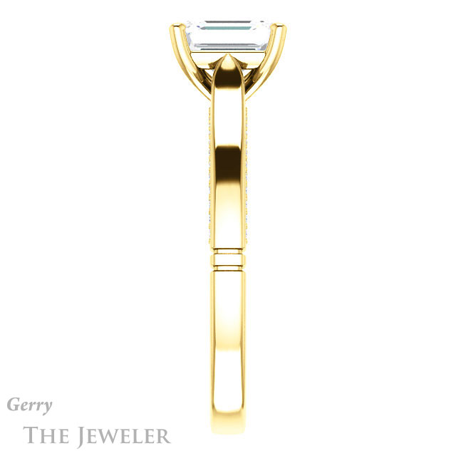 Emerald Cut Forever Brilliant Moissanite Engagement Ring #GTJ1099-emerald-fb-y