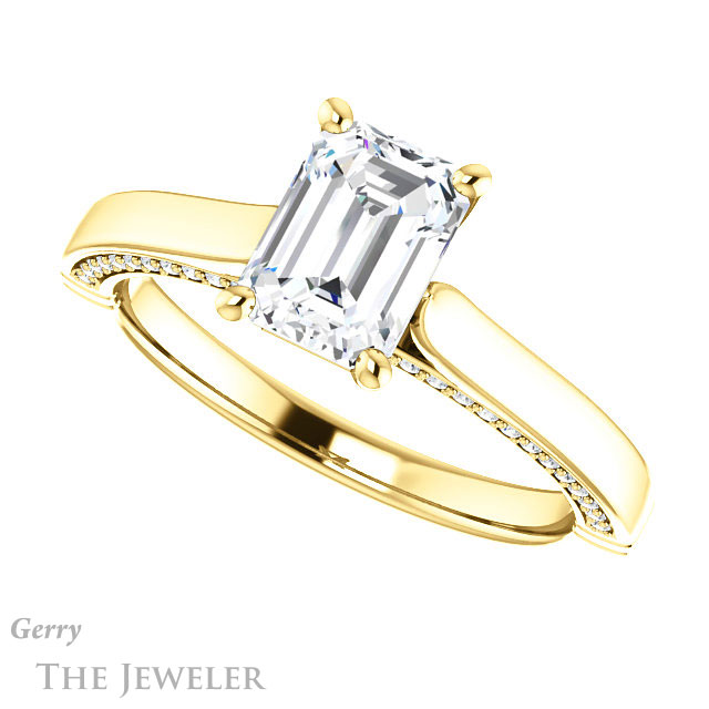 Emerald Cut Forever Brilliant Moissanite Engagement Ring #GTJ1099-emerald-fb-y