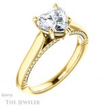 Heart Shaped Forever One Moissanite Engagement Ring #GTJ1099-heart-fb-y 4 Heart Shaped Forever Brilliant Moissanite Engagement Ring #GTJ1099-heart-fb-y
