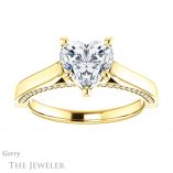 Heart Shaped Forever One Moissanite Engagement Ring #GTJ1099-heart-fb-y 1 Heart Shaped Forever Brilliant Moissanite Engagement Ring #GTJ1099-heart-fb-y
