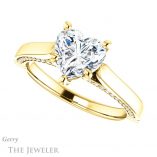 Heart Shaped Forever One Moissanite Engagement Ring #GTJ1099-heart-fb-y 5 Heart Shaped Forever Brilliant Moissanite Engagement Ring #GTJ1099-heart-fb-y