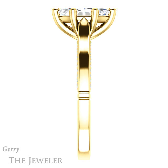 Marquise Cut Forever One Moissanite Engagement Ring #GTJ1099-marquise-fb-y 3 Marquise Cut Forever Brilliant Moissanite Engagement Ring #GTJ1099-marquise-fb-y