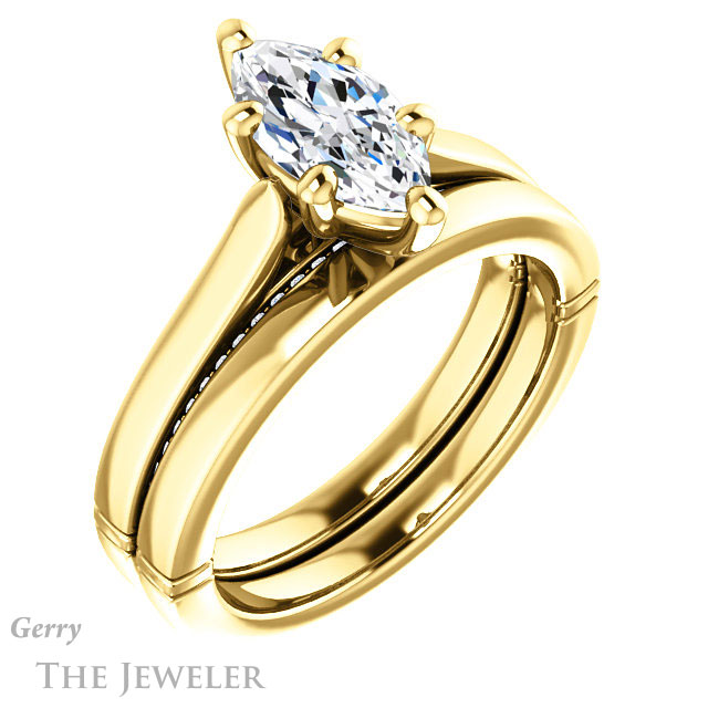 Marquise Cut Forever One Moissanite Engagement Ring #GTJ1099-marquise-fb-y 6 Marquise Cut Forever Brilliant Moissanite Engagement Ring #GTJ1099-marquise-fb-y