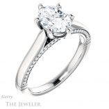 Oval Shaped Forever One Moissanite Engagement Ring #GTJ1099-oval-fo-w 4 Oval Shaped Forever One Moissanite Engagement Ring #GTJ1099-oval-fo-w