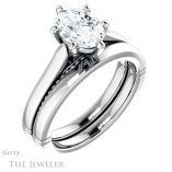 Oval Shaped Forever One Moissanite Engagement Ring #GTJ1099-oval-fo-w 6 Oval Shaped Forever One Moissanite Engagement Ring #GTJ1099-oval-fo-w
