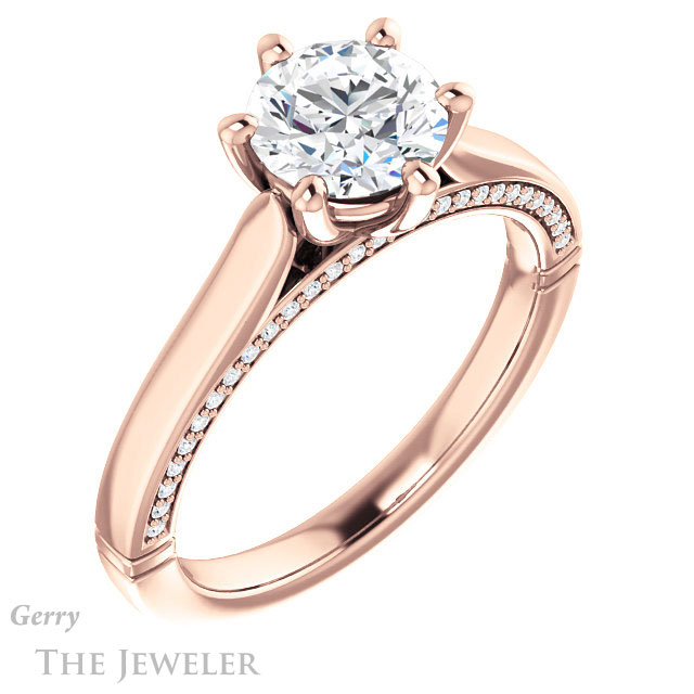 Round Cut Forever One Moissanite Engagement Ring #GTJ1099-round-fo-r