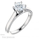 Round Cut Forever One Moissanite Engagement Ring #GTJ1099-round-fo-w 4 Round Cut Forever One Moissanite Engagement Ring #GTJ1099-round-fo-w