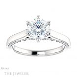 Round Cut Forever One Moissanite Engagement Ring #GTJ1099-round-fo-w 1 Round Cut Forever One Moissanite Engagement Ring #GTJ1099-round-fo-w