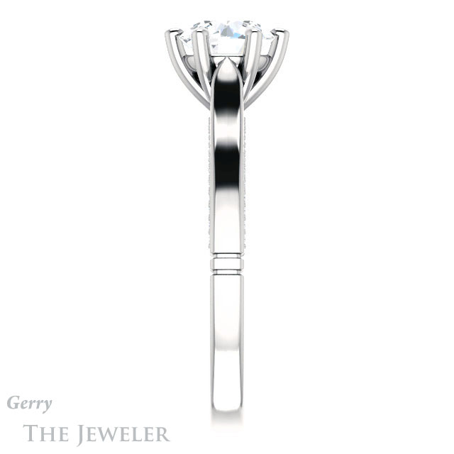 Round Cut Forever One Moissanite Engagement Ring #GTJ1099-round-fo-w 3 Round Cut Forever One Moissanite Engagement Ring #GTJ1099-round-fo-w