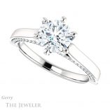 Round Cut Forever One Moissanite Engagement Ring #GTJ1099-round-fo-w 5 Round Cut Forever One Moissanite Engagement Ring #GTJ1099-round-fo-w