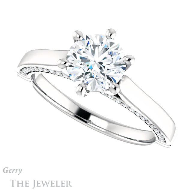 Round Cut Forever One Moissanite Engagement Ring #GTJ1099-round-fo-w 5 Round Cut Forever One Moissanite Engagement Ring #GTJ1099-round-fo-w