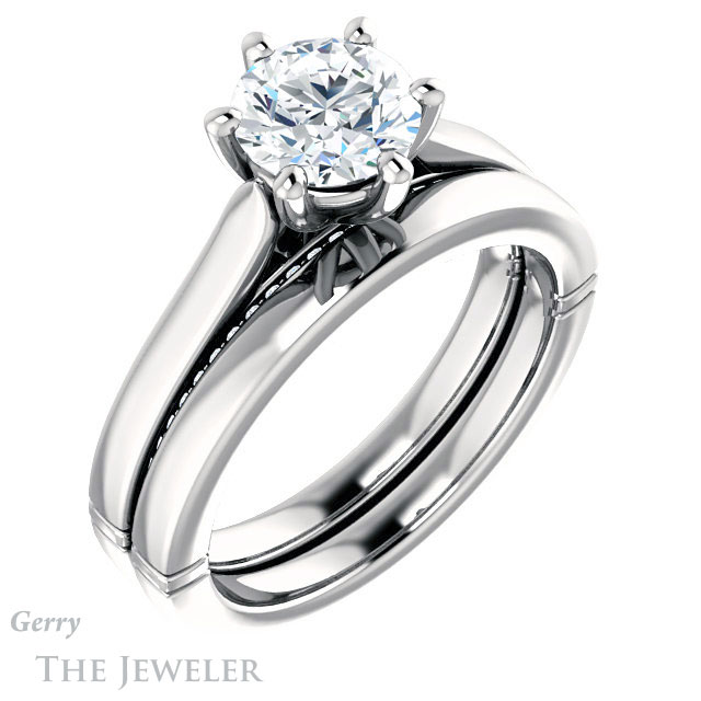 Round Cut Forever One Moissanite Engagement Ring #GTJ1099-round-fo-w 6 Round Cut Forever One Moissanite Engagement Ring #GTJ1099-round-fo-w