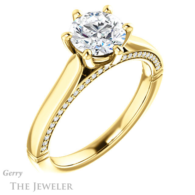 Round Cut Forever One Moissanite Engagement Ring #GTJ1099-round-fo-y