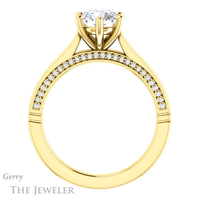 Round Cut Forever One Moissanite Engagement Ring #GTJ1099-round-fo-y
