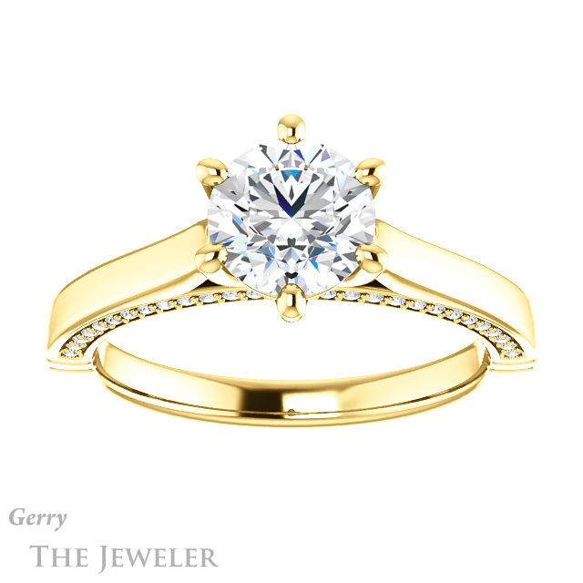 Round Cut Forever One Moissanite Engagement Ring #GTJ1099-round-fo-y