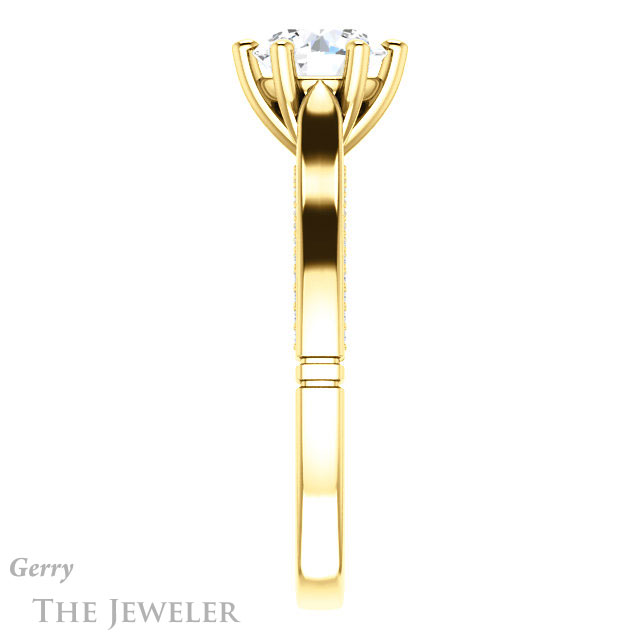 Round Cut Forever One Moissanite Engagement Ring #GTJ1099-round-fo-y