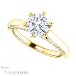 Round Cut Forever One Moissanite Engagement Ring #GTJ1099-round-fo-y
