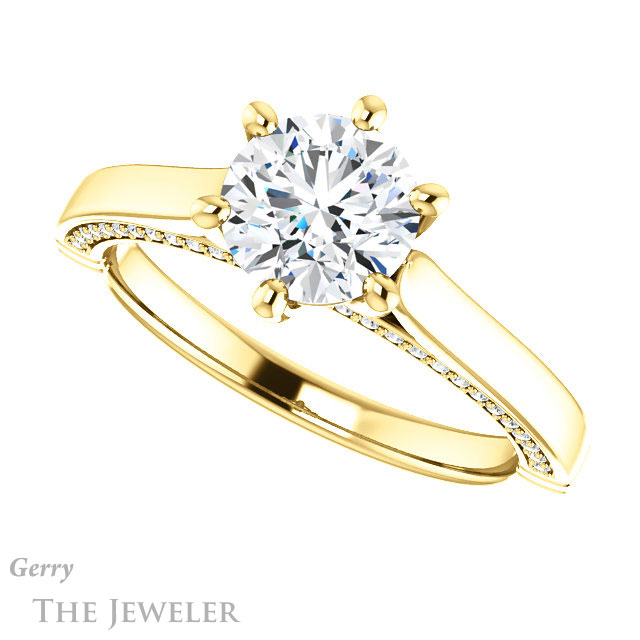 Round Cut Forever One Moissanite Engagement Ring #GTJ1099-round-fo-y
