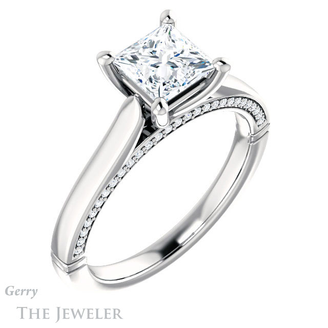 Princess Cut Forever One Moissanite Engagement Ring #GTJ1099-square-fo-w 4 Princess Cut Forever One Moissanite Engagement Ring #GTJ1099-square-fo-w