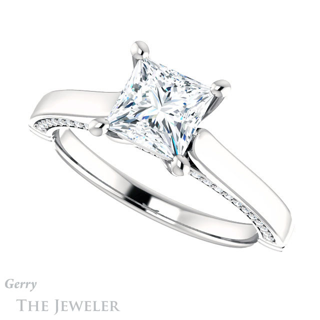 Princess Cut Forever One Moissanite Engagement Ring #GTJ1099-square-fo-w 5 Princess Cut Forever One Moissanite Engagement Ring #GTJ1099-square-fo-w