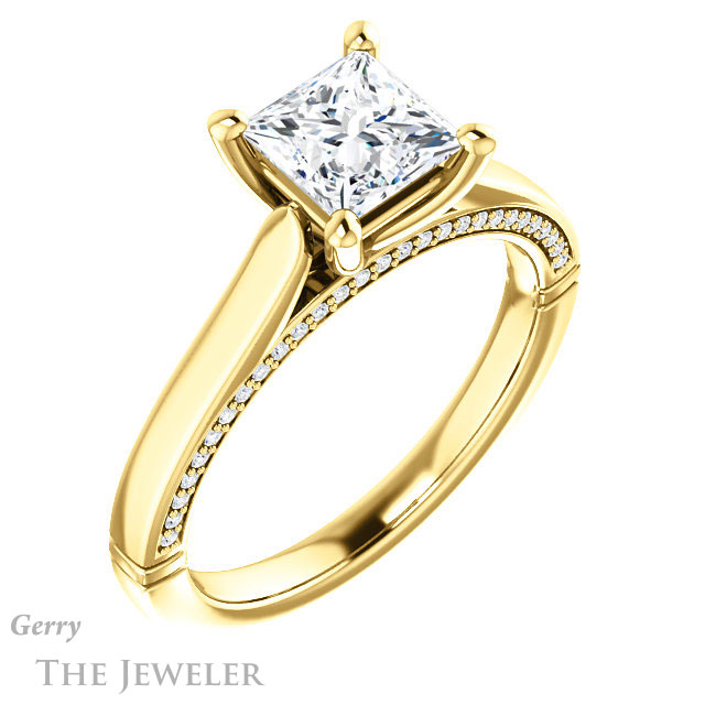 Princess Cut Forever One Moissanite Engagement Ring #GTJ1099-square-fo-y