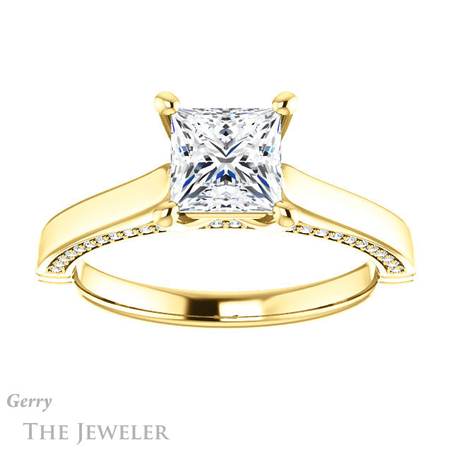 Princess Cut Forever One Moissanite Engagement Ring #GTJ1099-square-fo-y