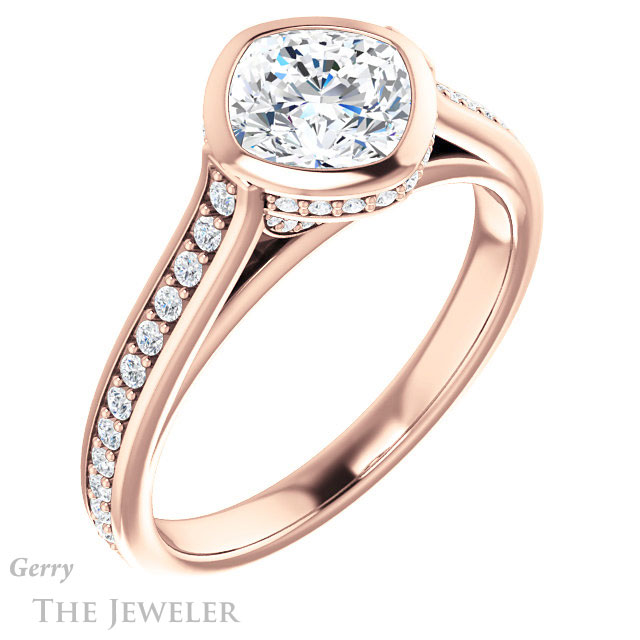 Cushion Cut Forever One Moissanite Engagement Ring #GTJ1100-cushion-fo-r