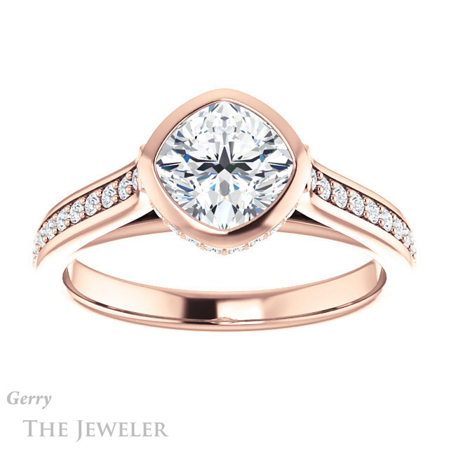 Cushion Cut Forever One Moissanite Engagement Ring #GTJ1100-cushion-fo-r