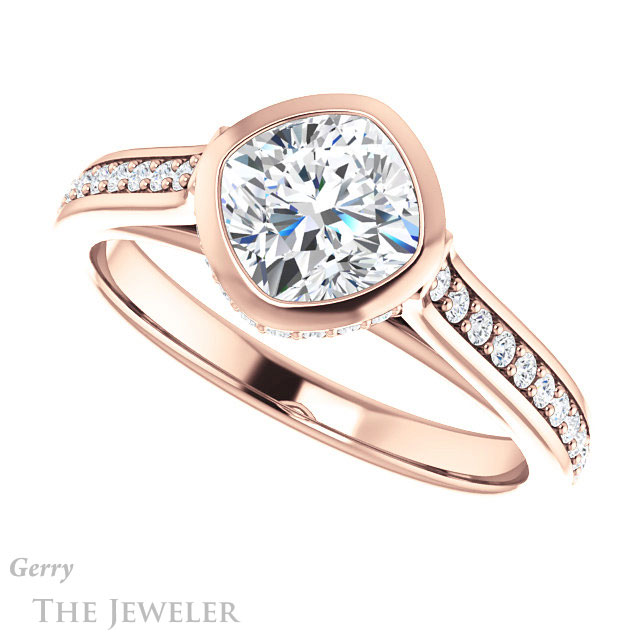 Cushion Cut Forever One Moissanite Engagement Ring #GTJ1100-cushion-fo-r