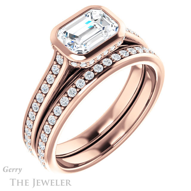 Emerald Cut Forever Brilliant Moissanite Engagement Ring #GTJ1100-emerald-fb-r