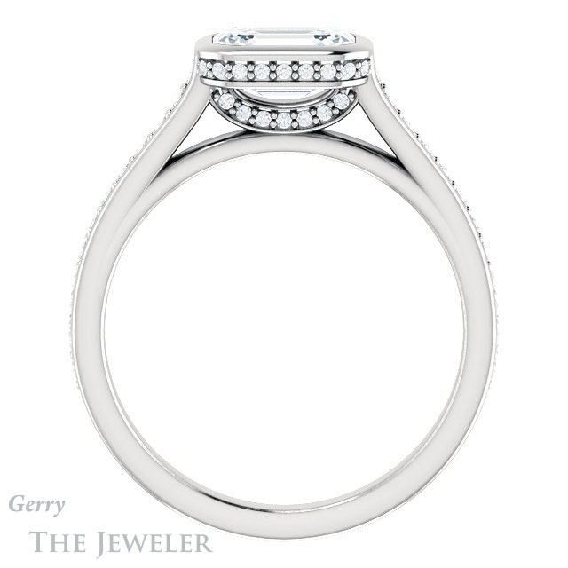 Emerald Cut Forever Brilliant Moissanite Engagement Ring #GTJ1100-emerald-fb-w