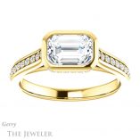 Emerald Cut Forever Brilliant Moissanite Engagement Ring #GTJ1100-emerald-fb-y