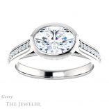 Oval Shaped Forever One Moissanite Engagement Ring #GTJ1100-oval-fo-w 1 Oval Shaped Forever One Moissanite Engagement Ring #GTJ1100-oval-fo-w