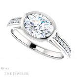 Oval Shaped Forever One Moissanite Engagement Ring #GTJ1100-oval-fo-w 5 Oval Shaped Forever One Moissanite Engagement Ring #GTJ1100-oval-fo-w