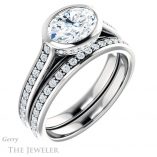 Oval Shaped Forever One Moissanite Engagement Ring #GTJ1100-oval-fo-w 6 Oval Shaped Forever One Moissanite Engagement Ring #GTJ1100-oval-fo-w