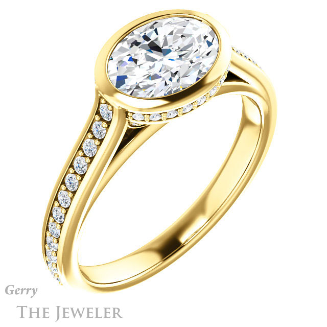 Oval Shaped Forever One Moissanite Engagement Ring #GTJ1100-oval-fo-y