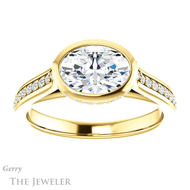 Oval Shaped Forever One Moissanite Engagement Ring #GTJ1100-oval-fo-y