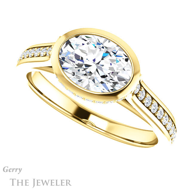 Oval Shaped Forever One Moissanite Engagement Ring #GTJ1100-oval-fo-y