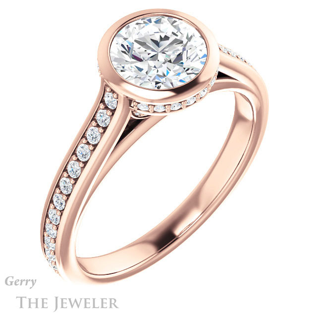 Round Cut Forever One Moissanite Engagement Ring #GTJ1100-round-fo-r 4 Round Cut Forever One Moissanite Engagement Ring #GTJ1100-round-fo-r