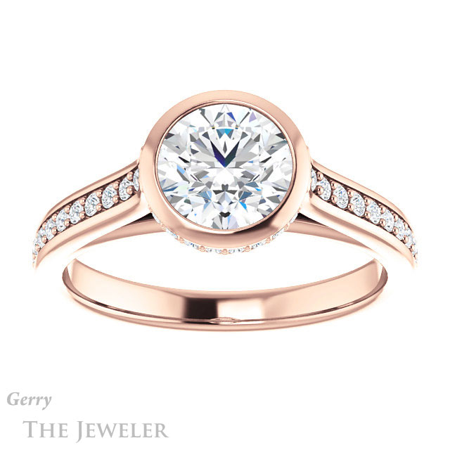 Round Cut Forever One Moissanite Engagement Ring #GTJ1100-round-fo-r