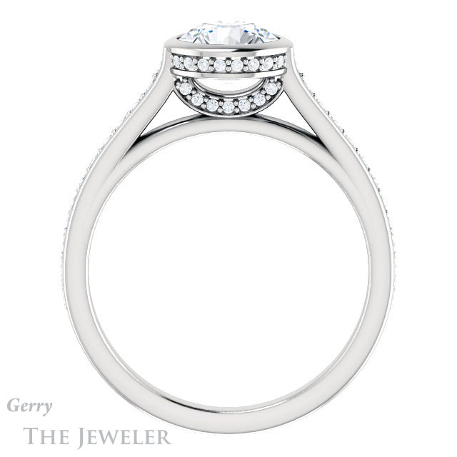 Round Cut Forever One Moissanite Engagement Ring #GTJ1100-round-fo-w 2 Round Cut Forever One Moissanite Engagement Ring #GTJ1100-round-fo-w